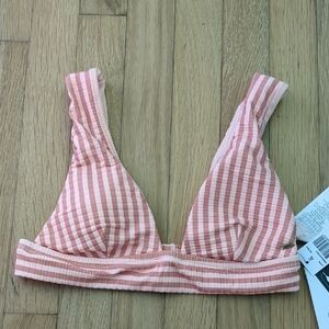 Pink Striped Bikini Top